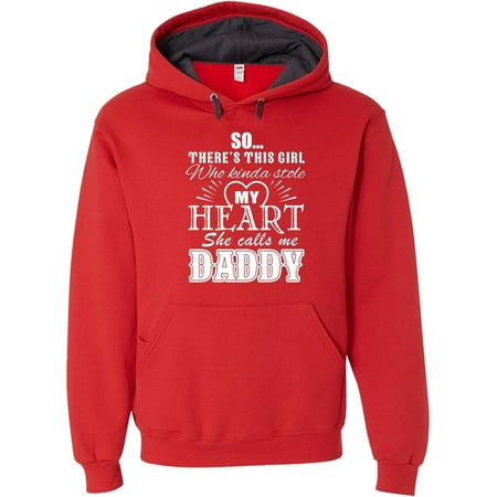 Custom Apparel House So Theres This Girl who Kinda Stole My Heart she Calls me Daddy Hoodie Adult Men s Sweatshirt Fiery Red