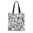 thumbnail image 1 of JSDART Sac Fourre-Tout en Toile Motif Araignée Connecté Lignes Noires sur Fil Blanc Abstrait Durable Réutilisable Sac d'Épicerie à Bandoulière, 1 of 1