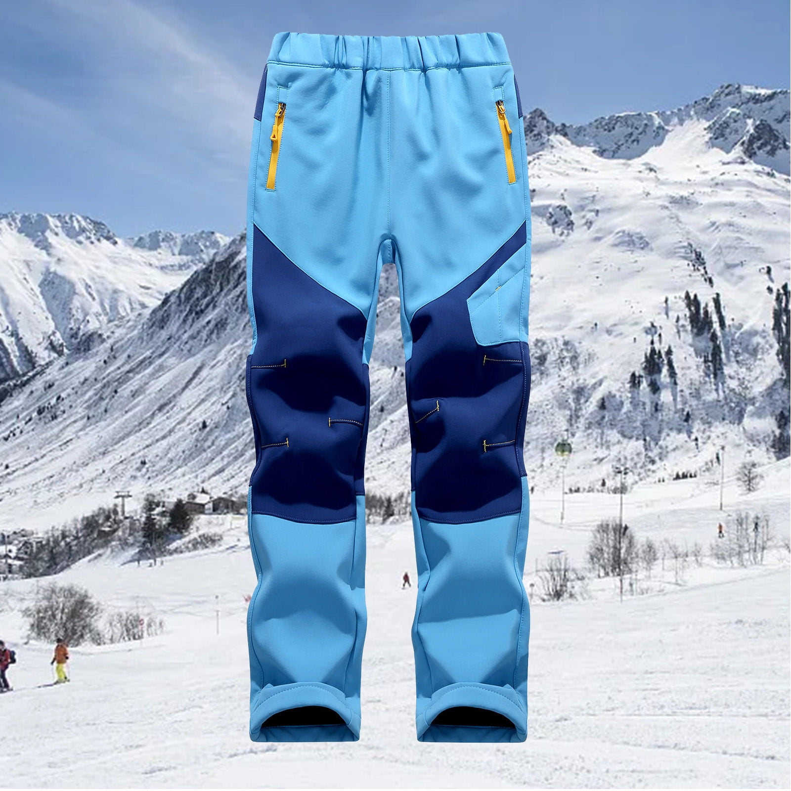Fgnfyis Boys Winter Ski Pants with Patchwork Design and Insulated Warmth for Outdoor Sports and Casual Activities BU1 5-6 Years