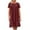 Wine, variant on Women's Cotton Linen Summer Dresses Crew Neck Short Sleeve Pleated Dress Casual Loose Lounge Beach Midi Dress