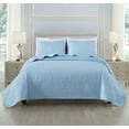 thumbnail image 2 of Chezmoi Collection Austin Queen Oversized Bedspread Set, 3-Piece Lightweight Microfiber Quilted Coverlet for All Seasons, Chambray Blue, 2 of 9