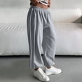 thumbnail image 4 of hlysgo Track Pants for Women Wide Leg High Waisted Baggy Joggers Pant Side Stripe Drawstring Ankle Trousers with Pockets Gray,XL, 4 of 5