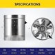 thumbnail image 5 of Ventilador en línea Simple Deluxe de 6 pulgadas, 110 V, 240 CFM, bajo nivel de ruido, plateado, 5 of 7
