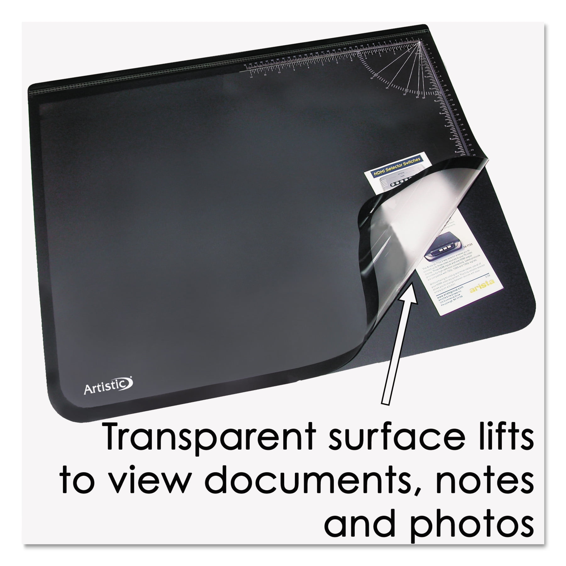 Artistic Lift-top Pad Desktop Organizer With Clear Overlay, 22 X 17, Black