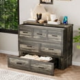 thumbnail image 2 of Full Size Murphy Bed with Charging Station, Foldable Wall Bedframe with 1 Storage Drawer, Wooden Murphy Bed Cabinet for Guest Room Home Office, Gray, 2 of 8