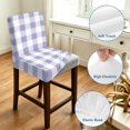 thumbnail image 4 of Purple White Buffalo Check Bar Stool Cover Set of 2, Farmhouse Plaid Modern Geometric Stretch Bar Chair Cover, Removable Washable Pub Counter Stool Chair Slipcover for Kitchen Dining Room Pub Cafe, 4 of 9