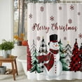 thumbnail image 3 of Shower Curtain Bathroom Set Vintage Christmas Tree Waterproof Fabric Shower Curtains with Grommets&Hooks Winter Funny Snowman on Linen Privacy Bath Curtain for Bathtub 72x72in, 3 of 9