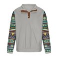 thumbnail image 3 of qolati Mens Shaker Shirt Enthic Print Lapel Collar Button Up Pullover Tops Mock Neck Long Sleeve Vintgae Western Sweatshirt, 3 of 4