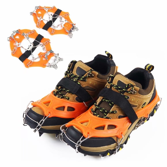 Stainless Steel 19 Teeth Universal Anti Slip Ice Snow Shoe Boot Grips Traction Cleats Crampon Spikes Crampons Ramponi Shoe Cover -XL