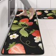 thumbnail image 2 of Kitchen Rugs Sets Of 2,Red Strawberry Plants Fruit Leaf Black Pattern Anti Fatigue Kitchen Mat Rugs Non Slip Washable,Decorative Kitchen Floor Mats for Kitchen,Sink,Laundry,17"x47"+17"x47", 2 of 5