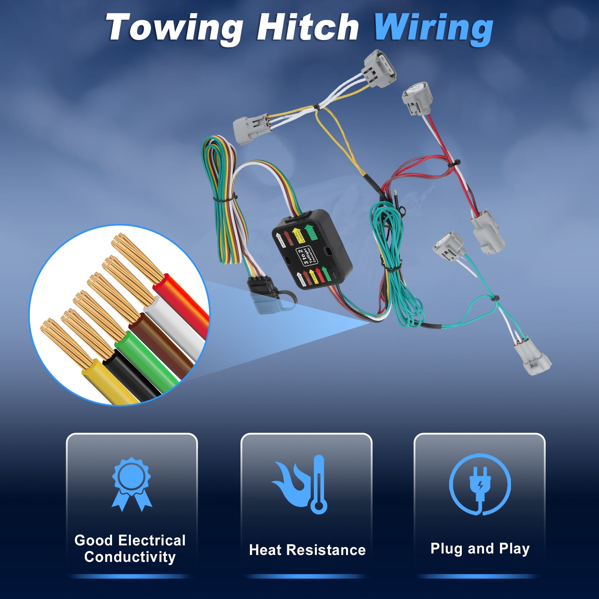 Unique Bargains 4 Pin Trailer Wiring Harness Towing Hitch Wiring Kit for Toyota Tacoma