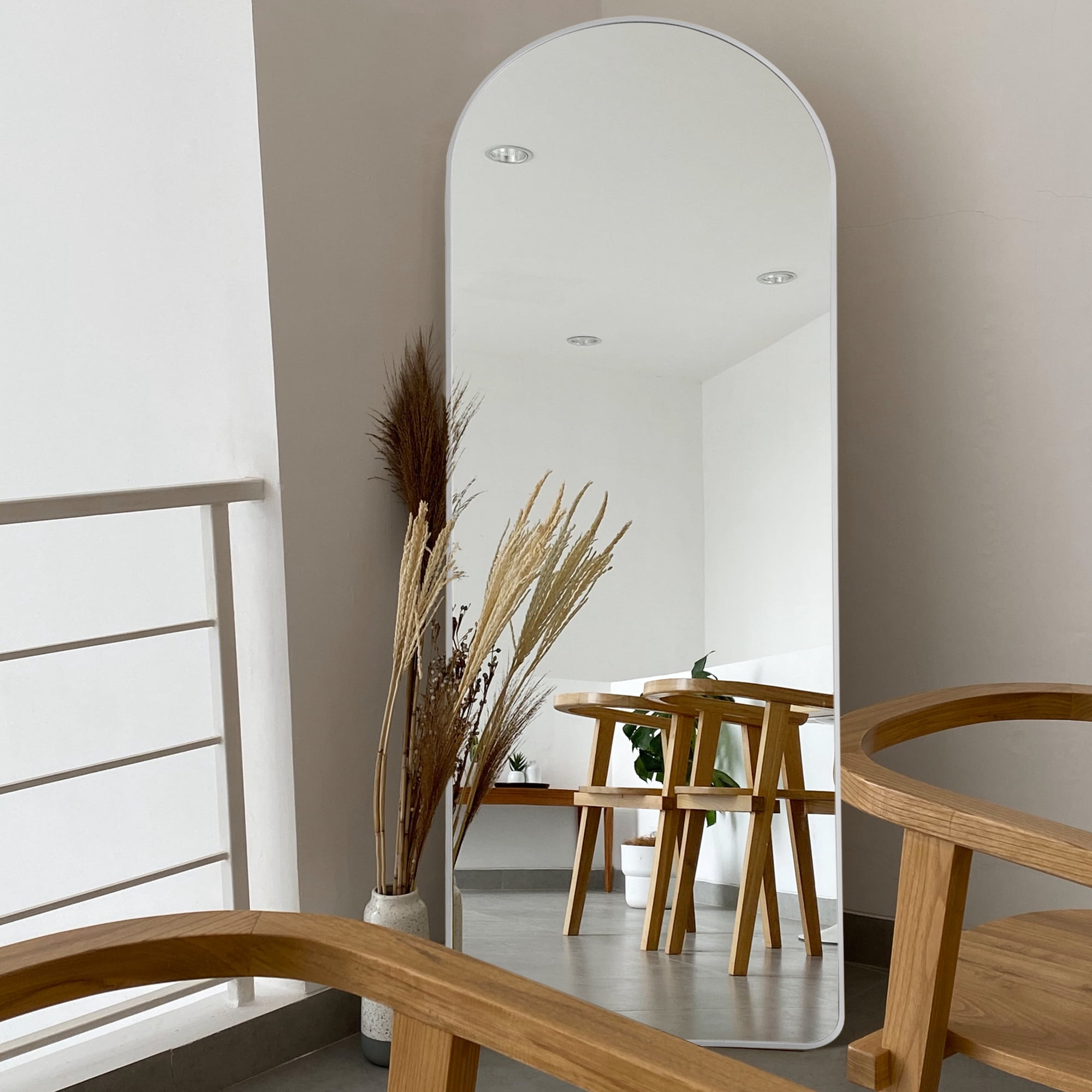 65"x22" Arch Full Length Mirror Aluminum Alloy Floor Standing Mirror,Sliver