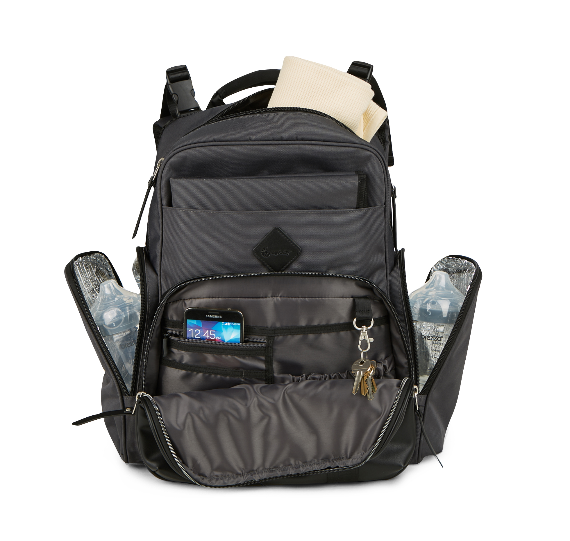 Ergobaby Adjustable Shoulder Strap Inside Pockets Backpack Diaper Bags, Black - image 4 of 10