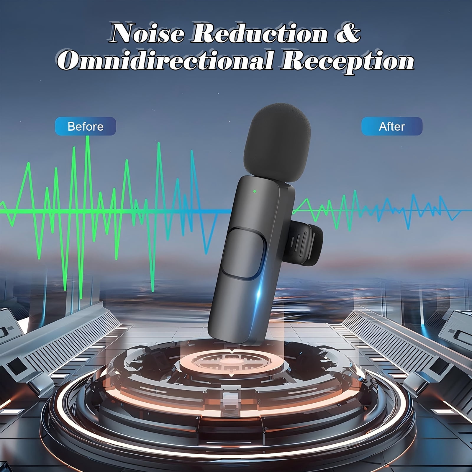 RONY Wireless Lavalier Microphone with Noise Cancelling for iPhone iPad, Dual Professional Mini Mics with Charging Case, 65FT