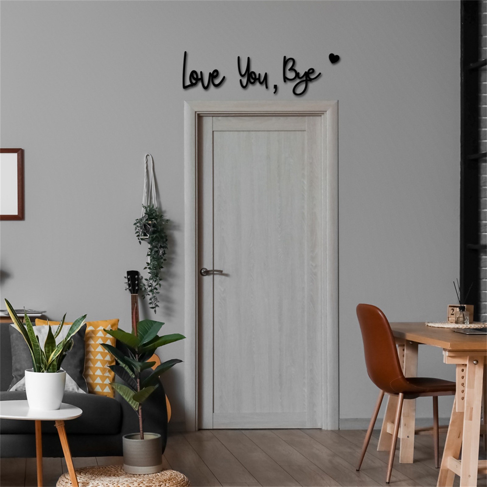 Love You Bye Sign Above Door, Wood Wall Decor, Sign Plaques Set for Home Door Hallway Family Wall Art Hanging Decoration Valentines, Front Door Decoration, Farmhouse Home Accents