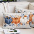 thumbnail image 2 of Orange Blue Thanksgiving Throw Pillow Cover 16 x 24 Inch Decorative Pillow Cover Fall Pumpkins Maple Leaf Vintage Lumbar Pillowcase Seasonal Rectangle Cushion Case for Couch Sofa Bed Living Room, 2 of 9