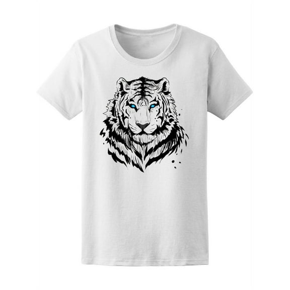 Beautiful White Tiger Sketch T-Shirt Women -Image by Shutterstock, Female Small