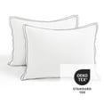 thumbnail image 5 of Lush Decor Hampton Double Flange Embroidered Contrast Edge Cotton Duvet Cover Set, 3 Piece Set, King, White & Black - Hotel Bedding Set - Black Trim - White Duvet Cover - Minimalist Decor, 5 of 8