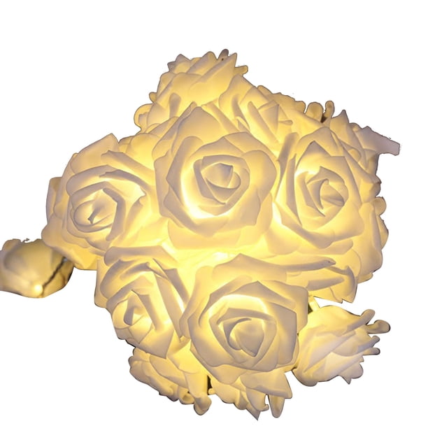 Cadena de luces LED con forma de rosa, guirnalda de luces de hadas con forma de rosa para decoración de bodas, fiestas en casa, 20 lámparas, 9,8 pies