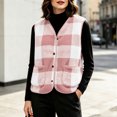 thumbnail image 6 of Cmfcve Women's Plus Size Plaid Fleece Vest Button Down Sleeveless Warm Jackets Fall Winter Casual Outerwear, 6 of 6