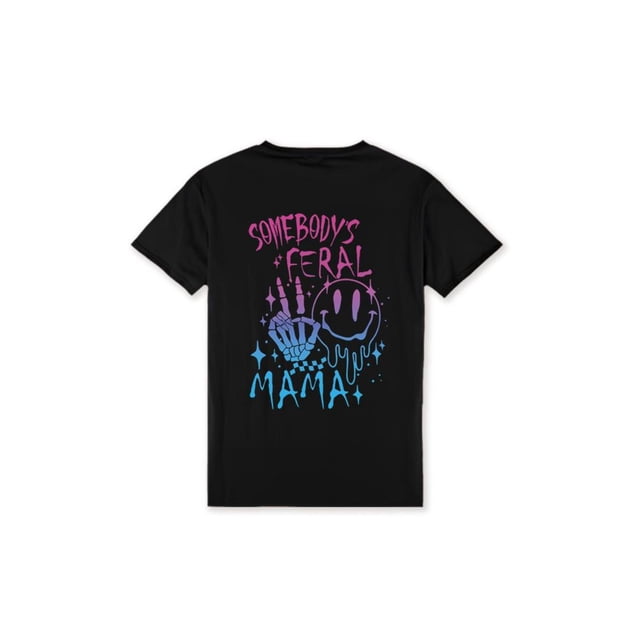 Vintage Stylish Graphic Tee - "Somebody's Feral Mama" Funny Design | Fashion Streetwear Casual everyday Wear | ideal Gift for Couples & Fun-Loving Folks For Women For Men [180G 100% cotton, light