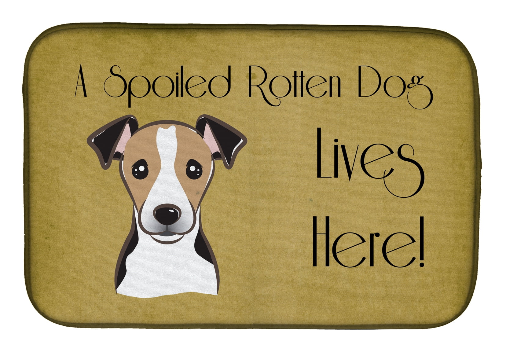 Jack Russell Terrier Spoiled Dog Lives Here Dish Drying Mat