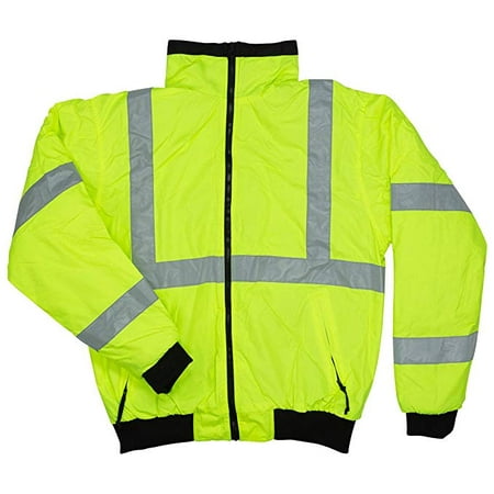 North 15 Men's High Visibility Safety Bomber Jacket, Fleece Lined-2003R-Sm