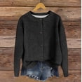 thumbnail image 2 of biudgviw Cardigan for Women Trendy Long Sleeve Button Down Shirts Comfy Soft Crew Neck Knit Sweaters Going Out Outfits, 2 of 4