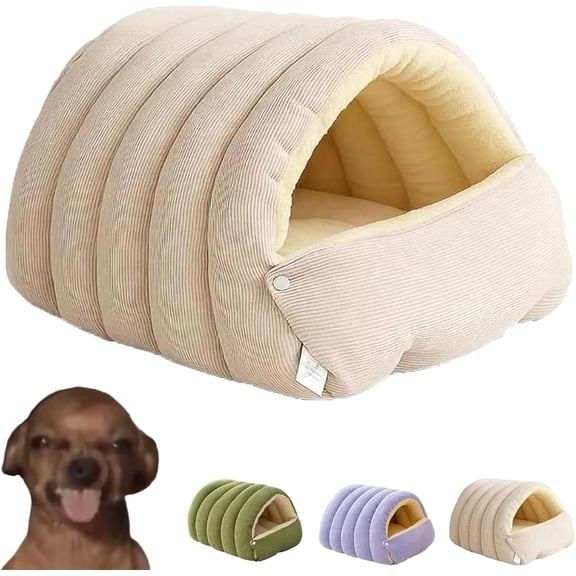 Cozy Monster Cat Bed, Cozy Hideaway Pet Cave Monster Bed, Cat Beds for Indoor Cats, for Cats and Dogs (Medium,Beige)