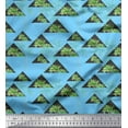 thumbnail image 1 of Soimoi Blue Poly Georgette Fabric Geometric & Palm Tree Fabric Prints By Yard 52 Inch Wide, 1 of 5