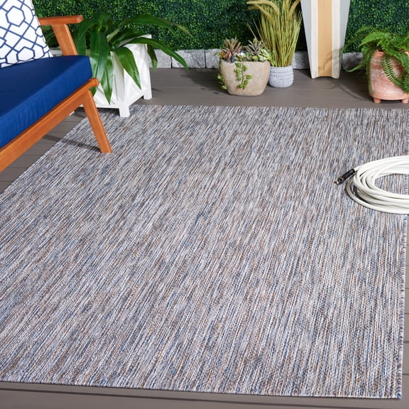 Safavieh Courtyard Mitre Geometric Indoor/Outdoor Area Rug, Ivory Blue/Beige, 5'3" x 7'7"