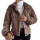 thumbnail image 1 of Abrigo De Felpa Engrosado para Mujer Chaqueta De Felpa De Un Solo Pecho De Moda Informal para Otoño Invierno Marrón M, 1 of 6