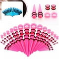 thumbnail image 1 of 50Pcs Ear Expander Double O-Rings Flared Tunnels Three-piece Suit Hypoallergenic Body Piercing Jewelry Set Smooth Surface Finish Acrylic Tapers And Plugs Silicone Tunnels Perfect Gift, 1 of 8
