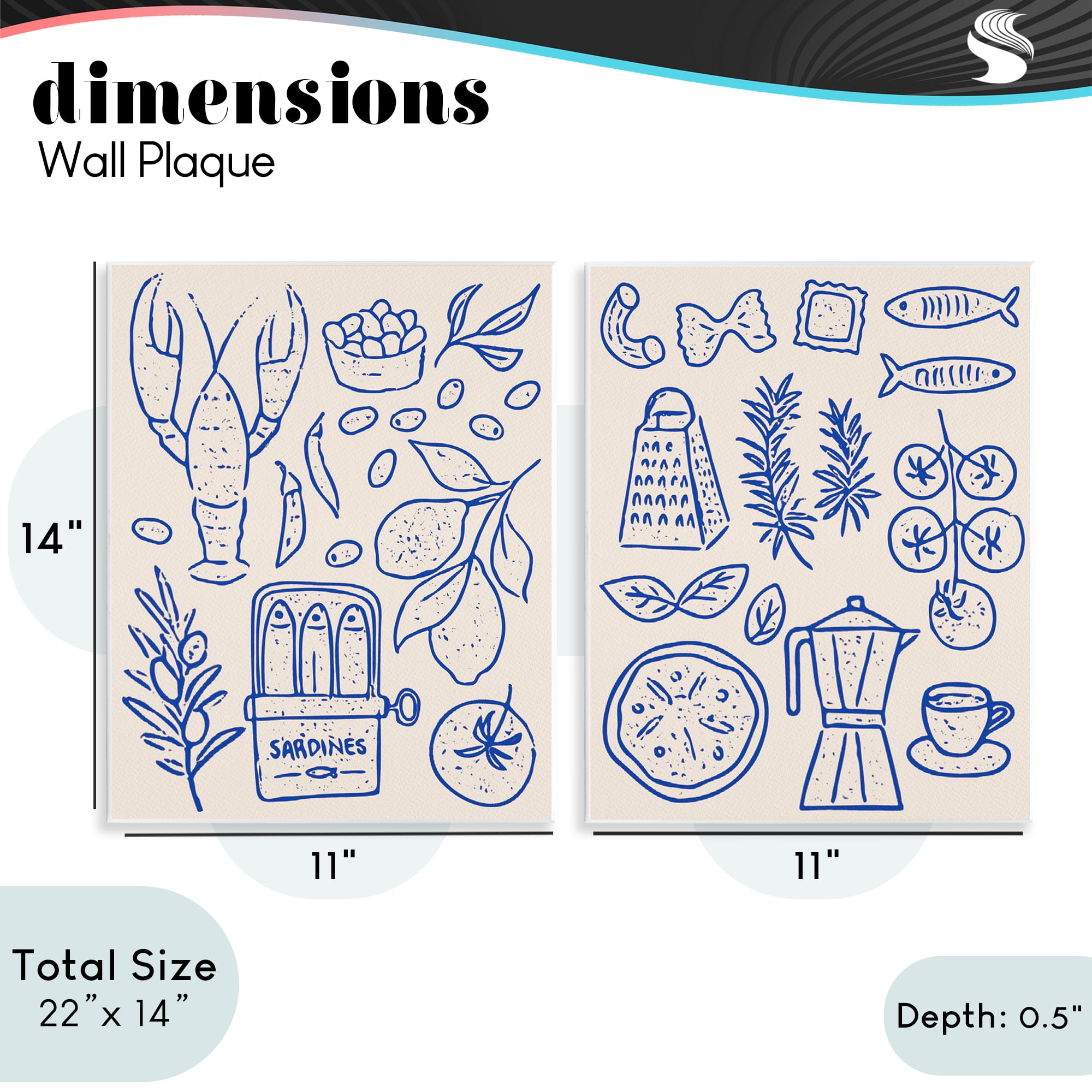 Stupell Industries Mediterranean Kitchen Simplicity 2 Piece Wall Plaque Art Set, design by Camila Juncos