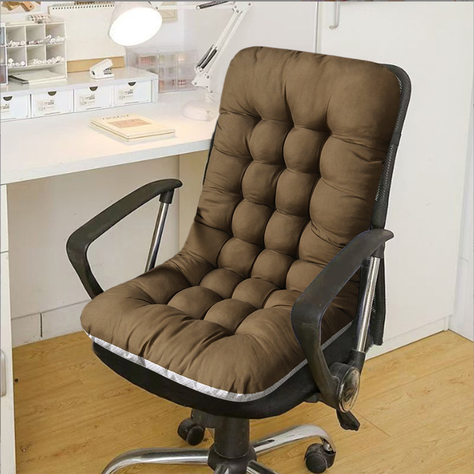 DeskAKBK Office Chair Cushion with Thickened Foam Support for Garden Outdoor Patio Sun Lounger, Ergonomic Seat Cushion for Office Chair, Car, Recliner, Rocking Chair - 37x17 Inches, Coffee