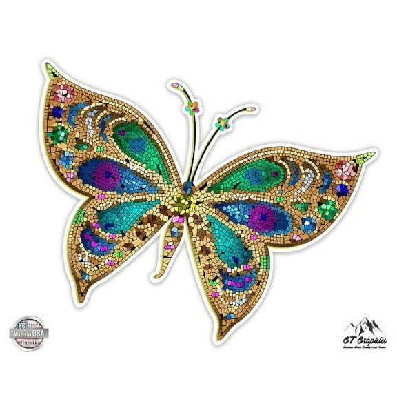 Beautiful Colorful Butterfly Tiled Design - 3" Vinyl Sticker - For Car Laptop I-Pad Phone Helmet Hard Hat - Waterproof Decal