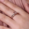 thumbnail image 6 of 1.50 carat Princess Real Morganite and Man made diamond moissanite Bridal Wedding Ring Set Bestselling Design Sterling Silver with 18k Gold Plating, 6 of 6