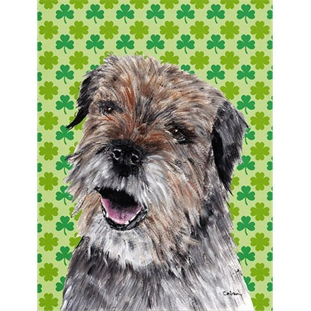 Carolines Treasures SC9571CHF Border Terrier St Patricks Irlandais Drapeau Toile Maison Taille