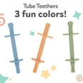thumbnail image 2 of Nuby Sensory Silicone Tube Teethers for Infants, Orange, Blue, and Green, 3 Pack, 2 of 4
