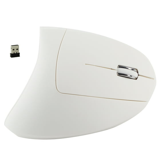 Ratón vertical ergonómico inalámbrico para juegos, óptico, 2,4 GHz, 1600DPI, sin retraso, para PC, portátil, blanco