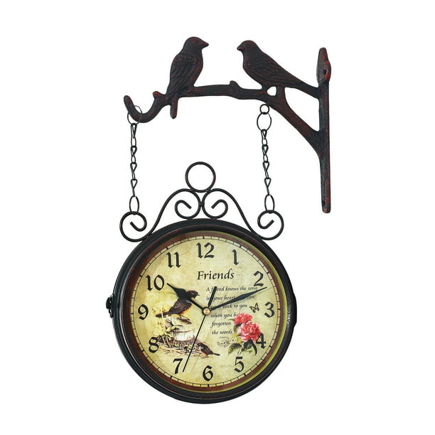 16 9 Inch Large Indoor Outdoor Wall Clock Dipvslune Non Ticking Two Faces Retro Antique Hanging Clocks Battery Operated Decorative Com Large Indoor Outdoor Wall Clock, Outdoor Hanging Clock