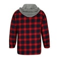 thumbnail image 4 of CHEEREAM Men's Flannel Jacket Hooded Plaid Jackets Cotton Sherpa Lined Jacket Winter Button Down Jackets with Pockets Red S, 4 of 5