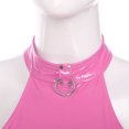 thumbnail image 6 of Alvivi Women's Glossy PVC Leather Halter Neck Sleeveless O Neck Vest Crop Top Streetwear Tops Hot Pink S, 6 of 7