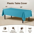 thumbnail image 2 of Exquiste 54" Inch X 108" Turquoise Disposable Tablecloths - Plastic Rectangle Table Covers - Bulk 48 Count, 2 of 9