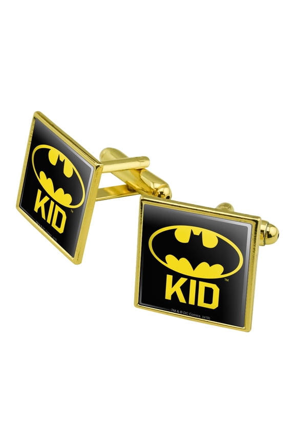 Batman Bat Kid Shield Logo Square Cufflink Set - Silver or Gold