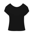 thumbnail image 4 of Charmgo Hauts pour Femmes Hauts d'Été pour Femmes Chemises à Manches Courtes Col Rond Tunique Mignonne et Tendance Blouses Hauts de Sortie Hauts Grande Taille pour Femmes Noir G, 4 of 4