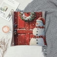thumbnail image 2 of snowman, wreath Graphic Decorative Men Women Boy Girl Room Cushion Throw Pillow Cover for Home Couch Living Room Bed Sofa   圣诞节 for Car Couch Bedroom 冬季 Square 1PC, 2 of 5