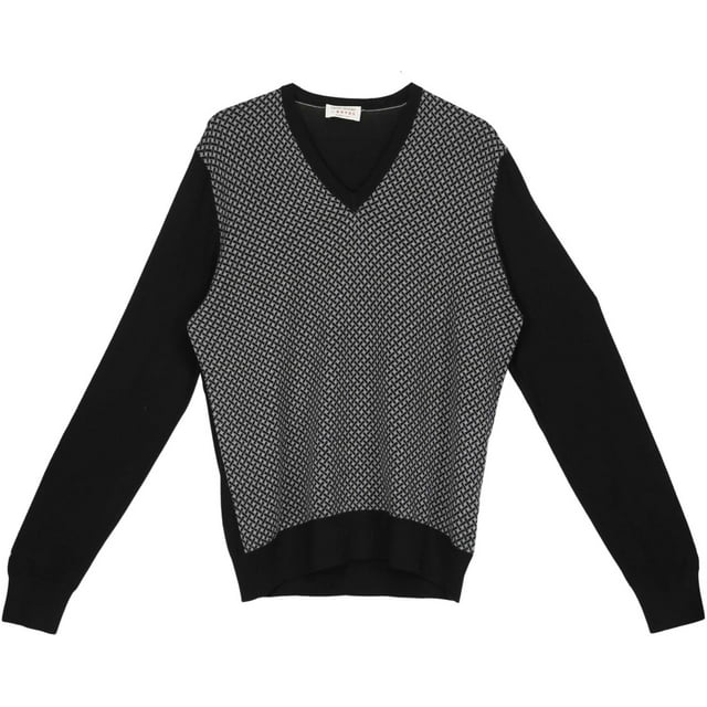 Gran Sasso Pull Col en V Gris / Noir pour Hommes - m