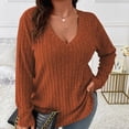 thumbnail image 2 of Towmus Womens Sweaters, Long Sleeve V Neck Lightweight Plus Size Pullover Tops Fall Blouse Army Green Size 5XL, 2 of 6