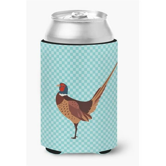 Ring-necked Common Pheasant Blue Check Can or Bottle Hugger